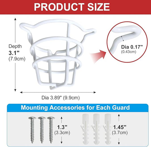 (4 Pack) White Fire Sprinkler Head Protector Cover Cage Guard for Both 1/2" & 3/4" Sprinkler Head for Protecting Flush Mount & Side Wall & Semi - Recessed Fire Sprinkler Covers for Ceiling