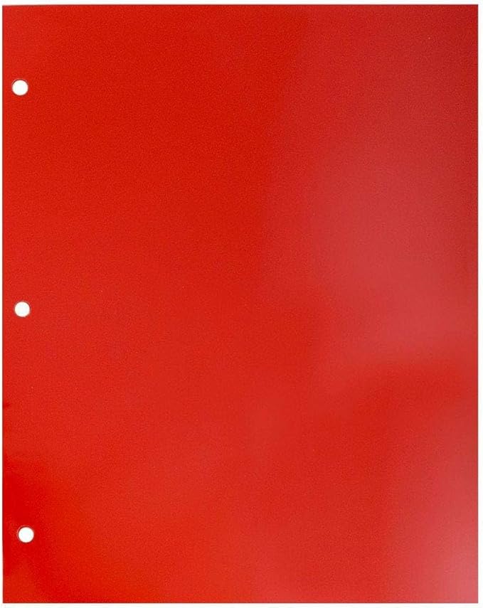JAM PAPER Laminated Two Pocket Glossy 3 Hole Punch School Folders - Red - Bulk 25/Pack