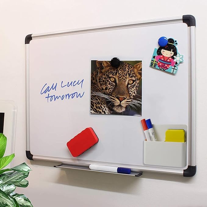 Magnetic Dry Erase Marker Holder, Strong Magnetic Back, Marker Holder for Whiteboard and Fridge, School, Office, Home (White)