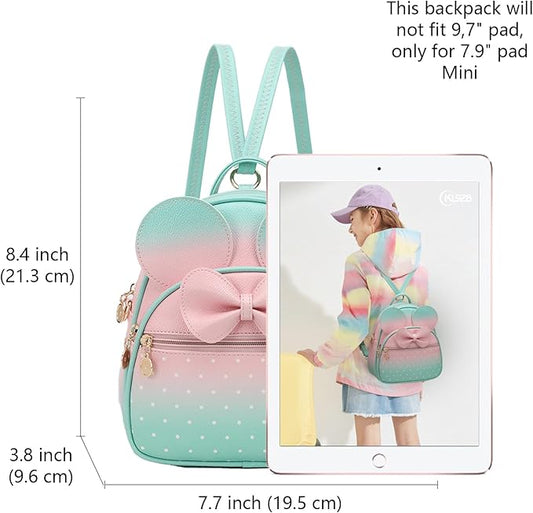 KL928 Girls Bowknot Polka Dot Cute Mini Backpack Small Daypacks Convertible Shoulder Bag Purse for Women