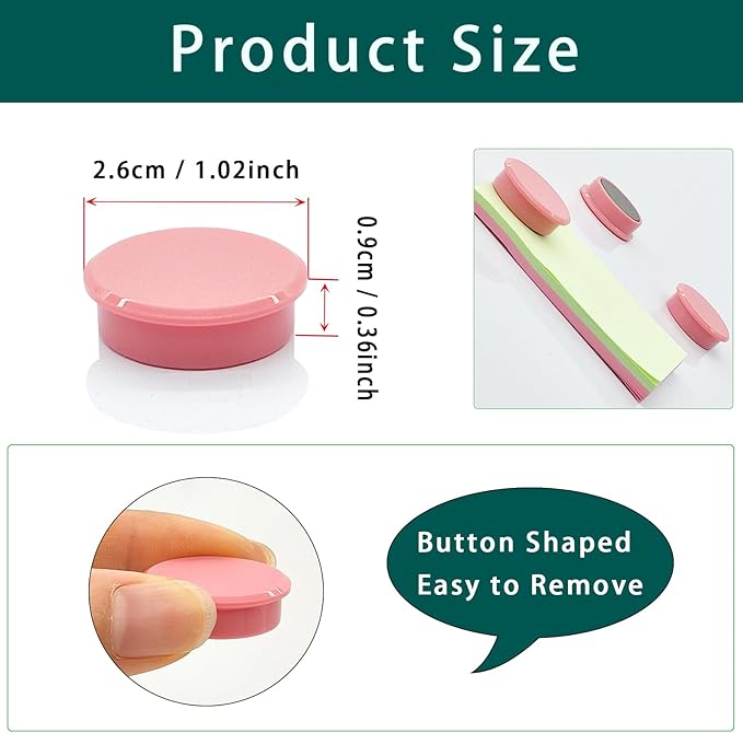 ZDZBLX Fridge Magnets, 30pcs Strong Refrigerator Magnets, Heavy Duty Small Magnets for Whiteboard, Office, Classroom, Lockers, Maps, DIY Crafts - Cute Mini Round Magnet for Fridge, Kitchen (Pink)
