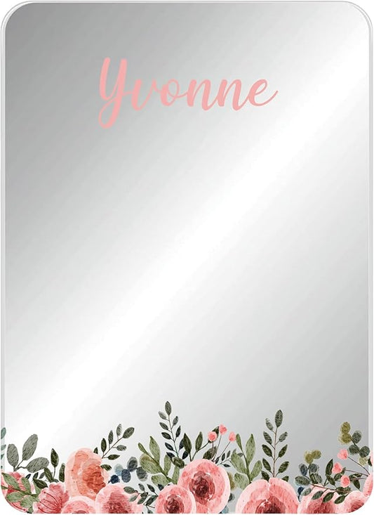 Custom Pink Flowers Locker Mirror Personalized Back to School Touch of Color & Style Cheerful Decor Magnetic Inside of School Locker Organizer Accessory, Refrigerator Magnet, Quality & Fun in One!