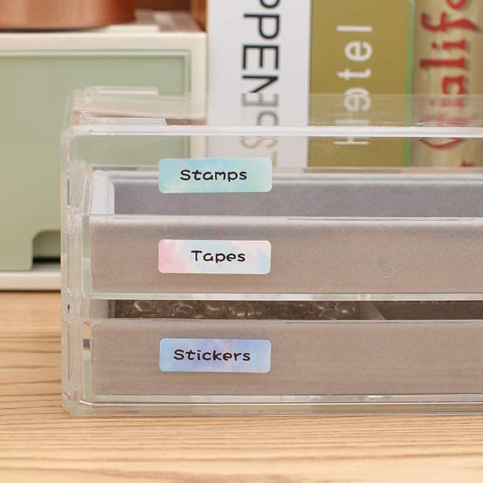Phomemo D30 Label Tapes for School Classroom Item Name Tag Stickers, Black on Mermaid Color Sticker Thermal Paper Self-Adhesive Label Maker Tape, 12 x 40mm (3/8" x 11/2") 160 Tapes/Roll, 3-Roll