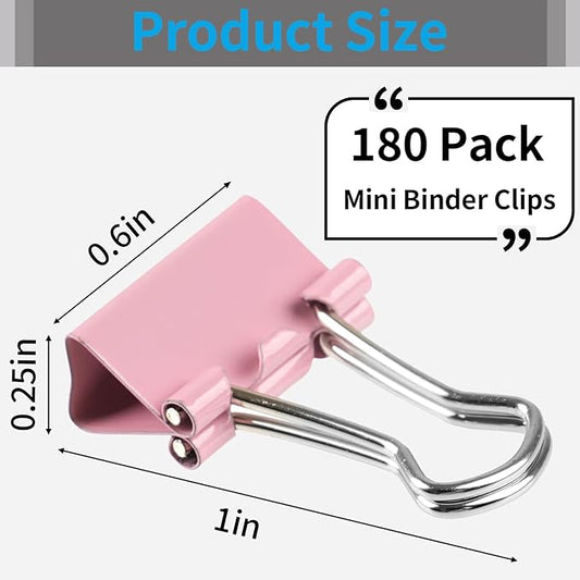 180Pcs Small Binder Clips, Mini Binder Clips, 0.63 in/15mm Clips Office Supplies, Paper Clamps, Binder Paper Clips for Office Supplies Home School Food DIY