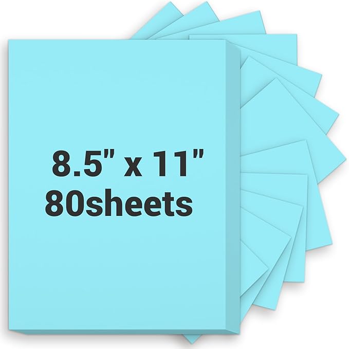 Blue Cardstock 8.5 x 11, Thick Printer Paper 75 lb/200 gsm, 80 Sheets Card Stock Blue, Heavy Card stock, Art CardStock Paper for Invitations, Diy Cards, Business Cards, Menus, Crafts, Drawing etc