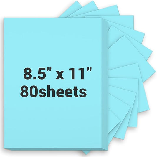 Blue Cardstock 8.5 x 11, Thick Printer Paper 75 lb/200 gsm, 80 Sheets Card Stock Blue, Heavy Card stock, Art CardStock Paper for Invitations, Diy Cards, Business Cards, Menus, Crafts, Drawing etc