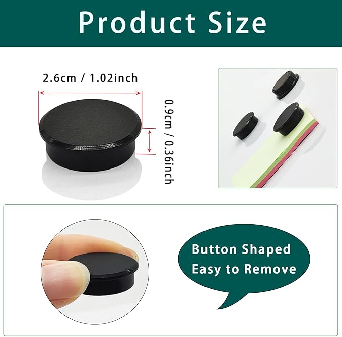 ZDZBLX Fridge Magnets, 30pcs Strong Refrigerator Magnets, Heavy Duty Small Magnets for Whiteboard, Office, Classroom, Lockers, Maps, DIY Crafts - Cute Mini Round Magnet for Fridge, Kitchen (Black)