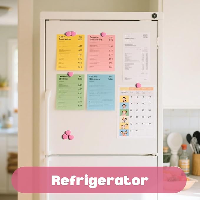 60PCS Fridge Magnets - Mini Heart Refrigerator Magnets - Heavy Duty Strong Magnets for Whiteboard, Map & Locker, Cute Pink Small Decorative Magnet for Classroom, Kitchen, Office, Home, Cabinet