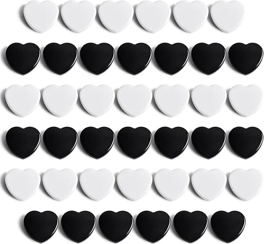 ZDZBLX 40PCS Heart Fridge Magnets - Cute Mini Strong Magnets for Whiteboard & School Lockers - Decorative Refrigerator Magnets - Heavy Duty Small Magnet for Kitchen, Home, Office, Crafts (Black+White)