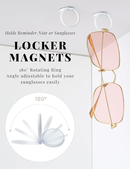 Magnetic Locker Accessories Kit - 5pcs With Mirror, Dry Erase Board, Pen Holder, Magnets for School, Refrigerator, Office Cabinet (Pink)