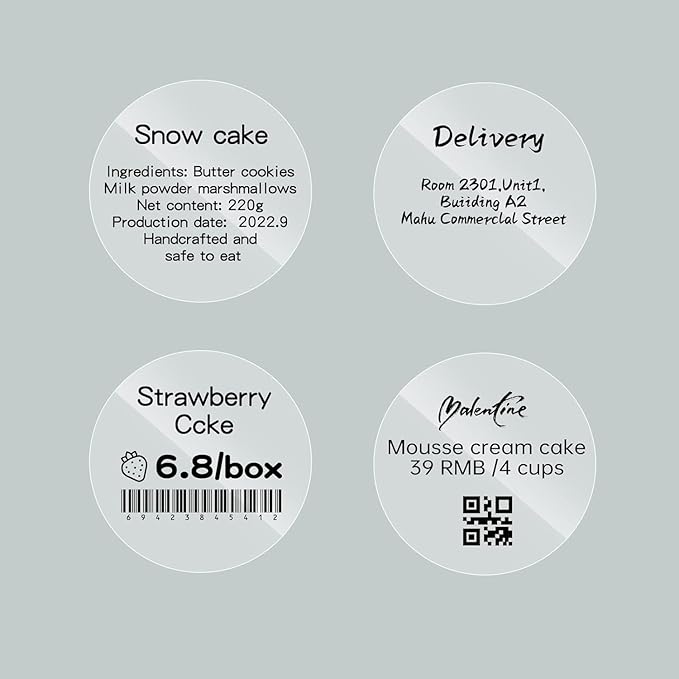 NIIMBOT Label Tape for B1/B21/B3S, 1.2" X 1.2" (31x31mm), 210 Labels/Roll, Round Clear Label for Marson Jar/Spice/Barcode/QR Code