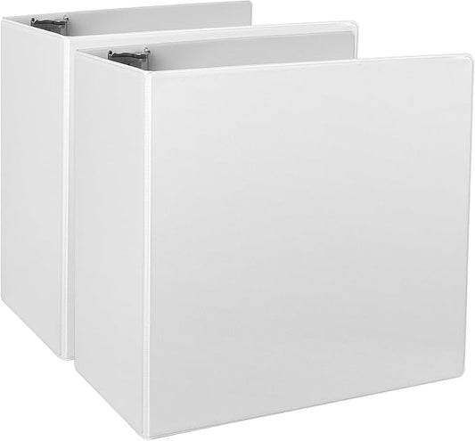 5-Inch 3 Ring Binder, Standard 5" Slant-D Ring Binder Fit Letter Size Paper, Presentation View Binders, White, 2-Pack