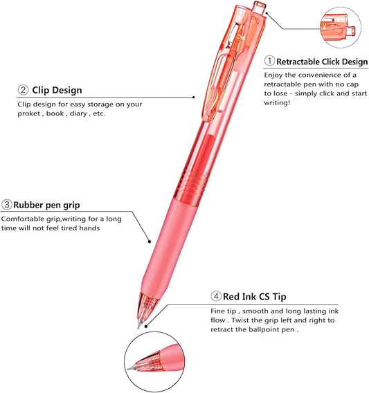Aozora Red Gel Pens Fine Point Smooth Writing Pen 40 Pack Retractable Red Gel Ink Pen with Soft Grip 0.5mm Quick Dry Office School Supplies(20 Pens with 20 Refills)