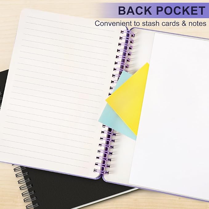 Lined Spiral Journal Notebook, B5 Spiral Notebook, 7.8''×10'' Journaling Notebooks for Work, School, Women, College Ruled Spiral Notebook, Hardcover Leather Notebook for Note Taking Business, Purple