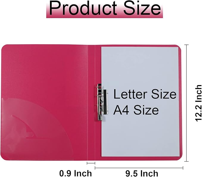 Acocony Punchless Binder with Clamp Letter Size Punchless Clamp Binder 8.5 x 11 Report Covers Plastic Rose Red Pack of 6