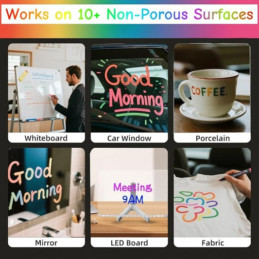 14-Color Neon Markers for LED Note Board - for Kids Drawing Board, for Acrylic Dry Erase Surface Board, 14 Markers | Creative Memo Board for Office, Home Decor, Parties (14pens)