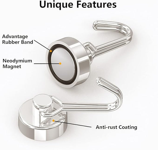 Tohoer Magnetic Hooks, Neodymium Magnets Hook Heavy Duty 30LBS with Rust Proof for Fridge, Refrigerator, Oven, Grill, BBQ, Key, Tools Holder, Utensil, Kitchen, Outdoor, Magnet for Hanging Wreaths