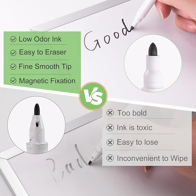 50 Pcs Colorful Magnetic Dry Erase Markers with Eraser Cap, White Board Mini Dry Erase Markers Bulk, Fine Point Tip Student White Board Markers for Teachers Office School Supplies