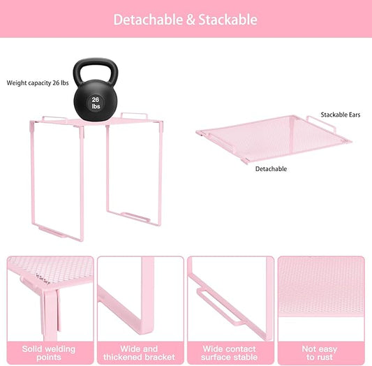Locker Organizer Accessories Decorating Kit, Metal Mesh Locker Shelf, Magnetic Pen Holder,Mirror,Whiteboard, Markers, Magnets,Suitable for School,Work,Office,Gym (2pack-Pink)