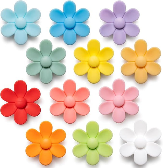 3D Solid Color Flower Cute Fridge Magnets for Locker, Colorful Strong Decorative Funny Refrigerator Magnets for Whiteboard, Kitchen, and Office (12 Pieces)