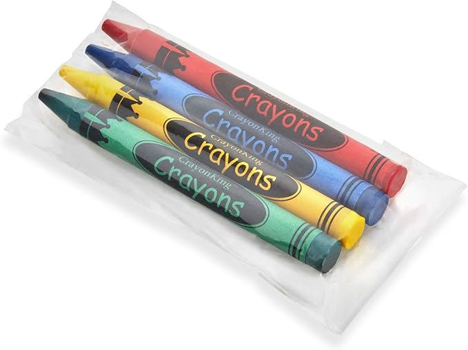 CrayonKing 500 Sets of 4-Packs (2000 Bulk Crayons) – Non-Toxic, Individually Wrapped, Perfect for Parties, Restaurants, Classrooms & More