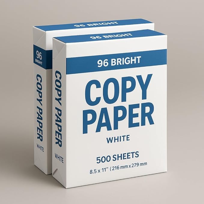 92 Bright Mulitipurpose Copy Paper, 500 Sheets, per reem 8.5 x 11 inches, 2 Pack, White- biodegradable- MADE IN USA