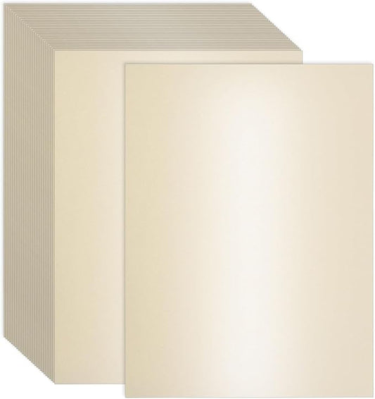 300 Sheets Shimmer Cardstock 8.5 x 11 Inch Certificate Paper Card Stock, 250gsm/92lb Double Sided Printer Paper Pearlescent Paper for Invitations, Certificates, Crafts, DIY Cards (Cream)