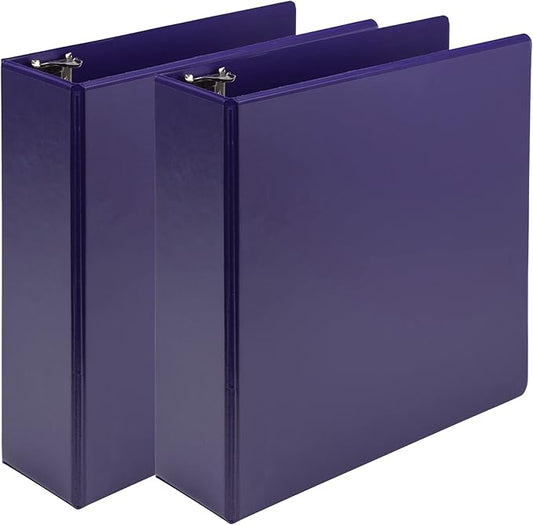 Samsill Earth’s Choice™, Durable Fashion Color 3 Ring View Binder, 3 Inch Round Ring, Up to 25% Plant Based Plastic, Eco-Friendly, USDA Certified Biobased, Purple, Value 2 Pack (U86808)