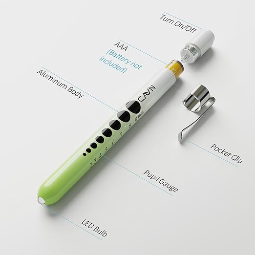 CAVN Pen Light, Penlight with Pupil Gauge LED Penlight for Nurses Doctors, 2 Pcs Reusable Medical Pen for Nursing Students