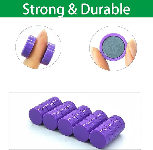 ZDZBLX 30 Pack Strong Fridge Magnets, Heavy Duty Round Refrigerator Magnets, Small Whiteboard Magnets for Fridge, Locker, Crafts, Kitchen, Office, Classroom, Mini Cute Magnet for Home School (Purple)