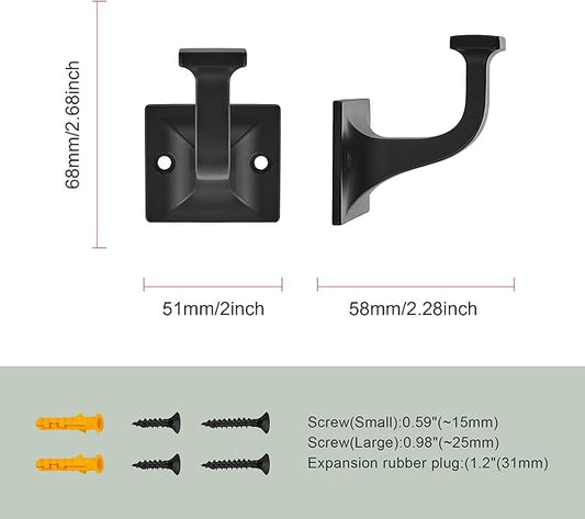SAILING 3 Pack Coat Hooks - Matte Black Robe Hooks Decorative Wall Hooks for Bathroom Bedroom Kitchen Towel Robe Clothes Cabinet Closet Bathroom Hardware
