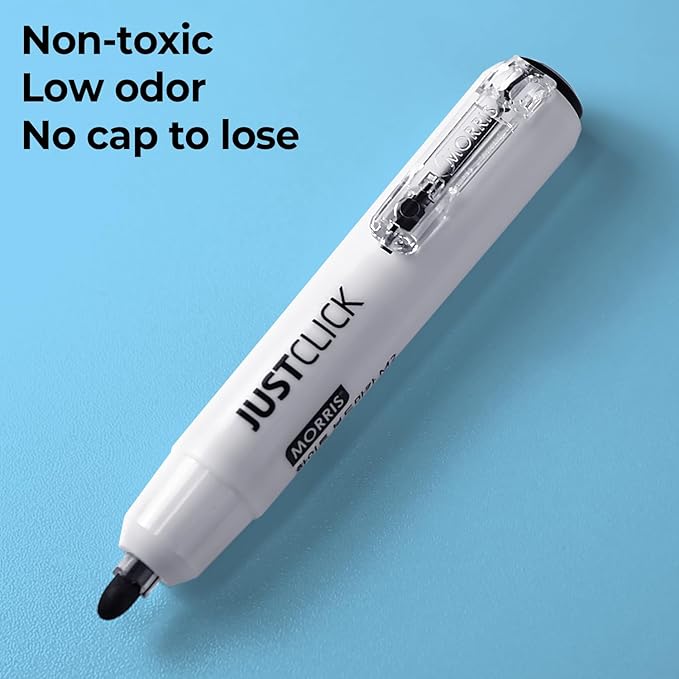 carrotez Retractable Dry Erase Markers, Click Dry Erase Whiteboard Markers, Bullet Tip, Thick Barrel, 12 Count, Black