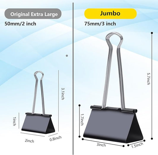 Ufmarine Jumbo Binder Clips 3 inch (18 Pcs), Extra Large Binder Clips for Office Supplies