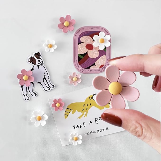 18 pcs - Cute Flower Magnet, Girl Pink Magnet for Fridge and Locker, Whiteboard, and Decoration（18 pcs - Flower-Pink