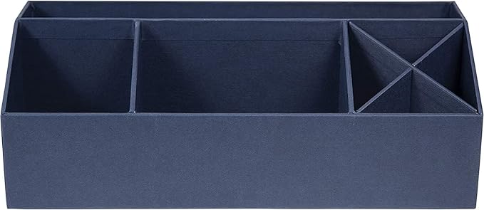 Bigso Elisa Desktop Organizer - Durable Office Desk Organizer with 7 Compartments for Office Supplies and Accessories - 13.1 in x 4.9 in x 4.9 in - Blue