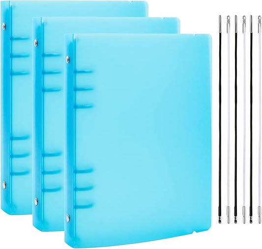 BAOFALI 3Pcs/Set A5 6 Ring Binder Cover Clean Transparent Soft PVC for Refillable Notebook Shell withMatte surfaceforStamp & Die Storage (Blue)