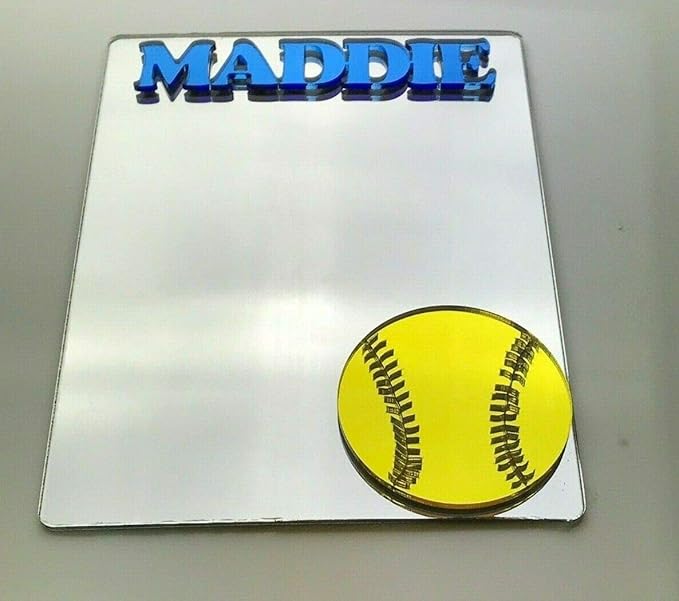 Softball Sports Player Inside of Locker Mirror Personalized Back to School Color Style Cheerful Decor Magnetic Home Office Gym Locker Organizer Accessory, Refrigerator Magnet Quality & Fun in One!