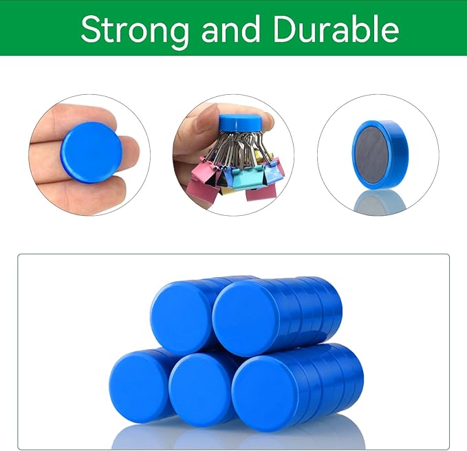 Fridge Magnets, 40 PCS Strong Refrigerator Magnets, Small Round Magnet Heavy Duty, Mini Cute Blue Magnets for Whiteboard, Office, Locker, Classroom, Kitchen, Magnetic Board, School, Home Decor