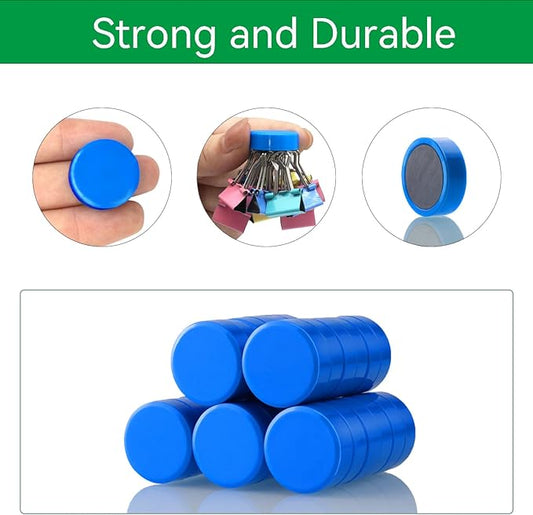 Fridge Magnets, 40 PCS Strong Refrigerator Magnets, Small Round Magnet Heavy Duty, Mini Cute Blue Magnets for Whiteboard, Office, Locker, Classroom, Kitchen, Magnetic Board, School, Home Decor