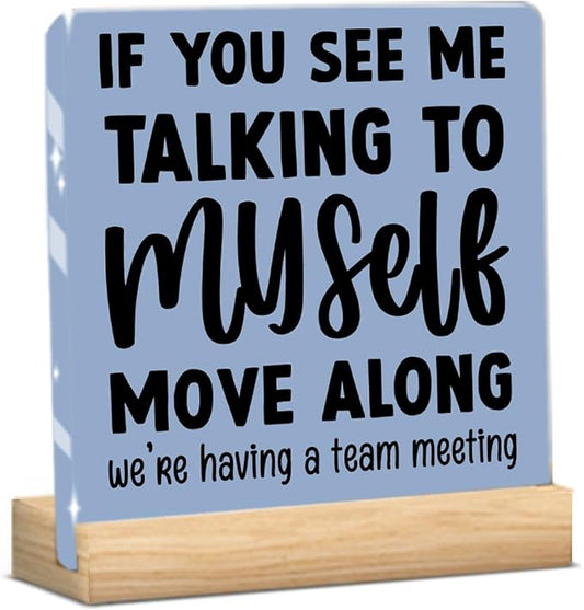 Funny Office Acrylic Sign, Funny Office Decor Sign,Thank You Gifts for Home Rustic Farmhouse Desk Decorative Signs for Shelf Desk Tabletop Accessories Decor Blue