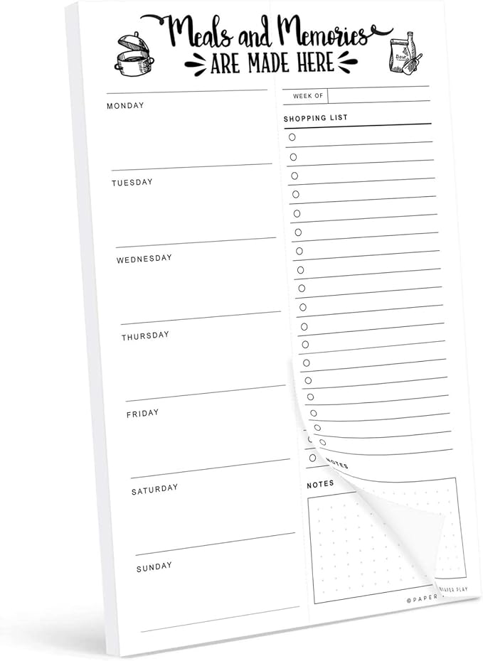 52 Tear-off Sheets Meal Planning Notepad | Magnetic Meal Planning Pad for Fridge 6x9 Inch | Notebook for Meal Planner and Grocery List with Magnet | Weekly Meal Planner for kitchen with Tear Off