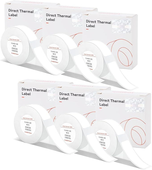 D11 D110 D101 Label Tapes, 6 Rolls 0.59" x 1.96"(15x50mm) Adapted for Niimbot D11/D110/D101 Label Print Paper, D11 Thermal Sticker Paper Waterproof Self Adhesive D110 Labeling Tape(White)