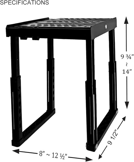 Locker Organizer Shelf， Adjustable Width and Height, Ideal Locker for School, Office, and Gym Lockers (Black)