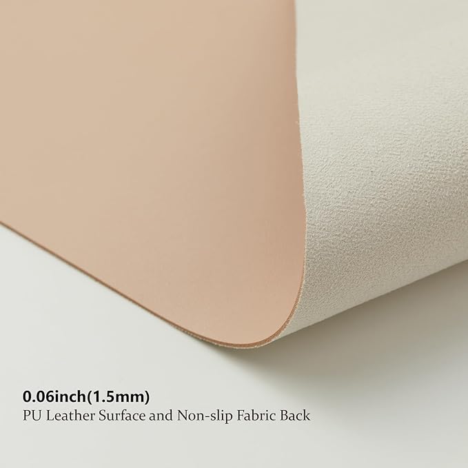 Leather Desk Mat - Non-Slip PU Pad for Office and Home - Organization Accessory - Ideal for Mouse Pad and Desk Mat (Apricot, 36" x 17")