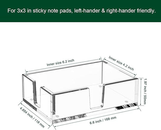 Acrylic Sticky Note Holder, Self-Stick Note Pad Holder W/O Pads - Note Dispenser Memo Pad Holder Desk Organizer for School Office Home (4''x6'' Clear)