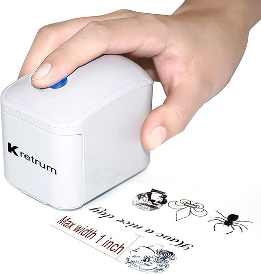 Mini Portable Handheld Temporary Tattoo Printer for iOS & Android APP Label Qrcode Barcode Printer (White)