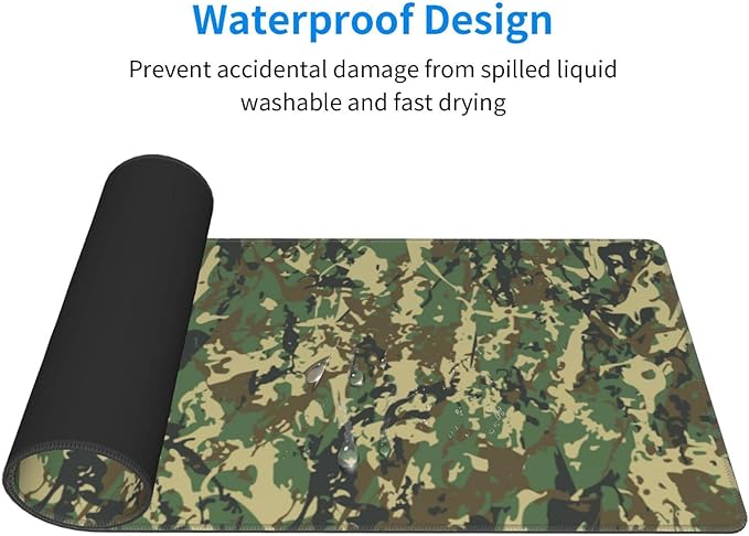 XL Large Gaming Mouse Pad, Abstract Military Camouflage Full Desk Mousepad with Stitched, Long Non-Slip Base Camo Keyboard Pad, PC Laptop Computer Mat Gifts for Women Office Decor, 31.5 * 11.8 in