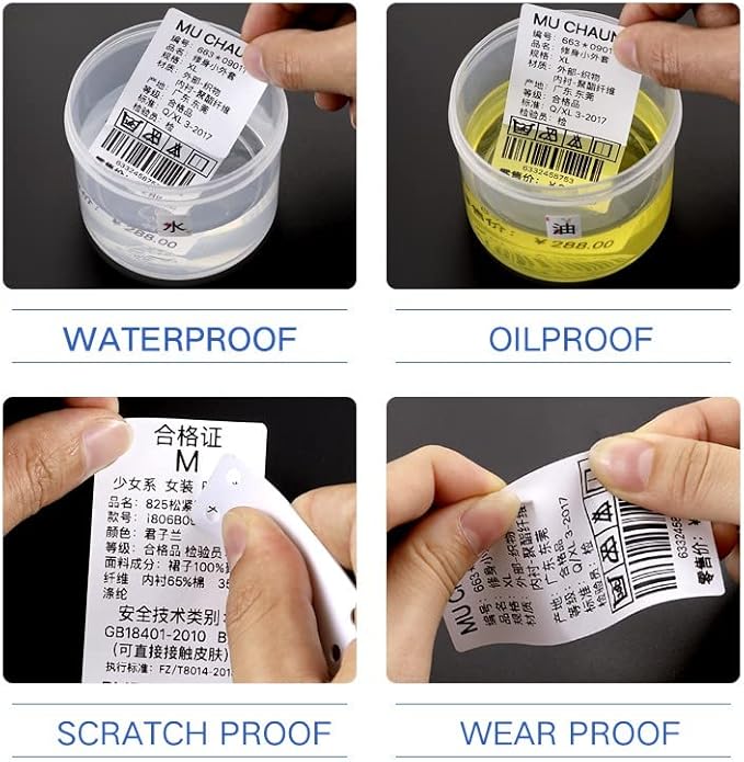 B1 B21 B3S Label Maker Tape Adapted Labels Sticker 1.96"x 1.18" (50x30mm) Standard Laminated Office Container Labeling Tape Replacement for Niimbot B21 B1 B3S Label Maker (6 Rolls, White)