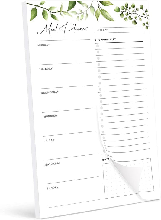 Magnetic Meal Planning Pad for Fridge 52 Undated Tear-off Sheets, 6x9 Inch Meal Planning Notepad for Meal Planner & Grocery List with Magnet, Weekly Meal Planner with Tear Off Shopping List