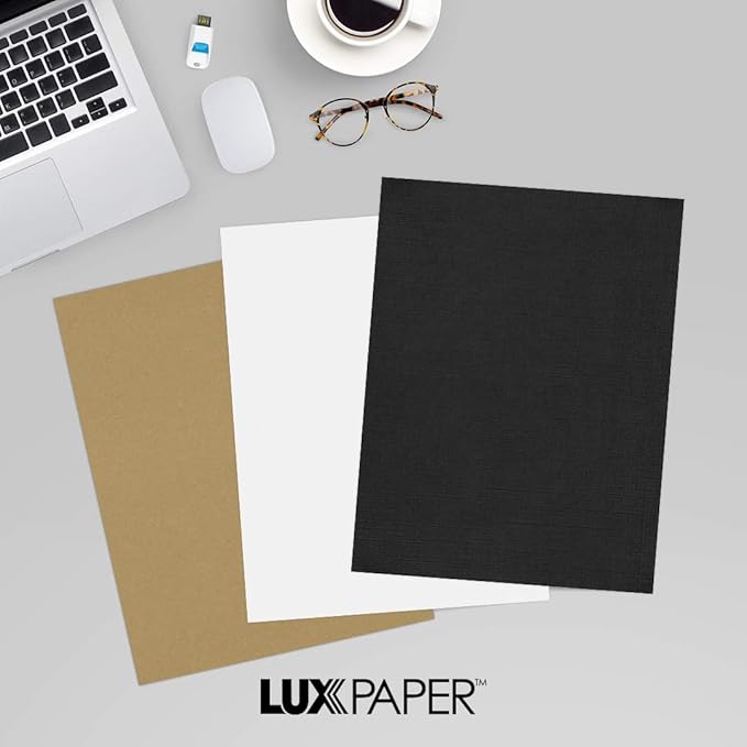 LUXPaper 8.5" x 11" Cardstock | Letter Size | Black Linen | 100lb. Cover (183lb. Text) | 50 Qty